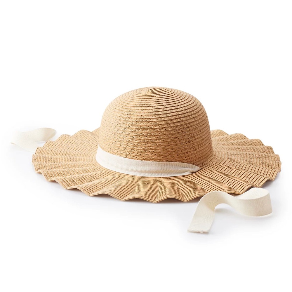 NWT LC Lauren Conrad Scallop Straw Floppy Hat